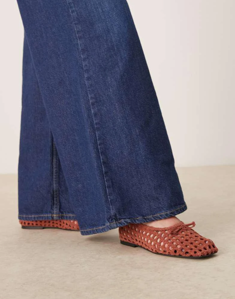 ASOS ASOS DESIGN Lysandra suede high-vamp ballets in rust weave 4