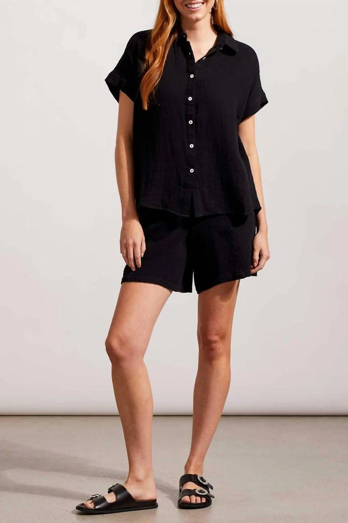 Tribal Drop Shoulder High Low Shirt In Black 2