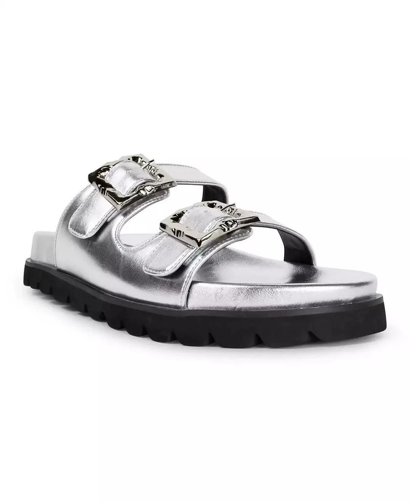 SMASH Shoes Women's Kaia Double Band Buckle Sporty Flatform Footbed Slide Sandals - Extended Sizes 10-14 1