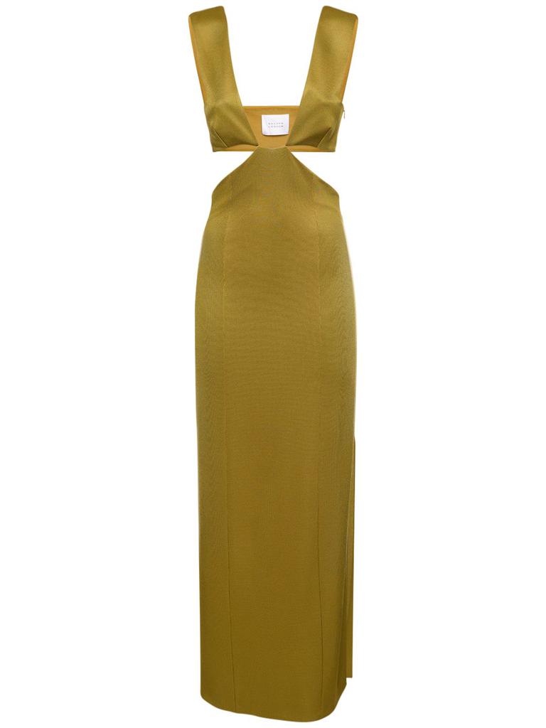 GALVAN Beverly Cutout Satin Long Dress