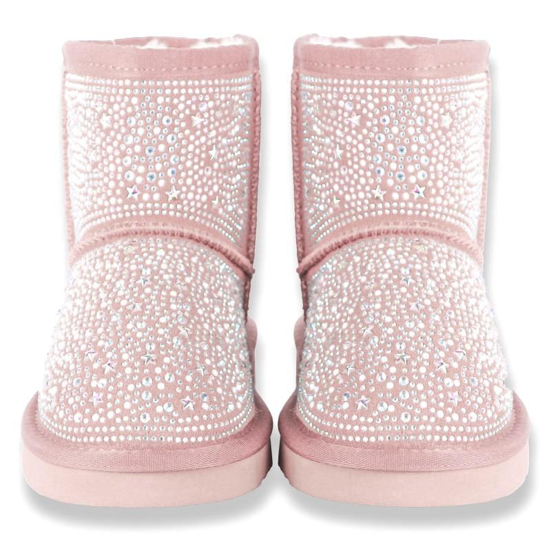 Lelli Kelly Rhinestones girls light pink suede boots