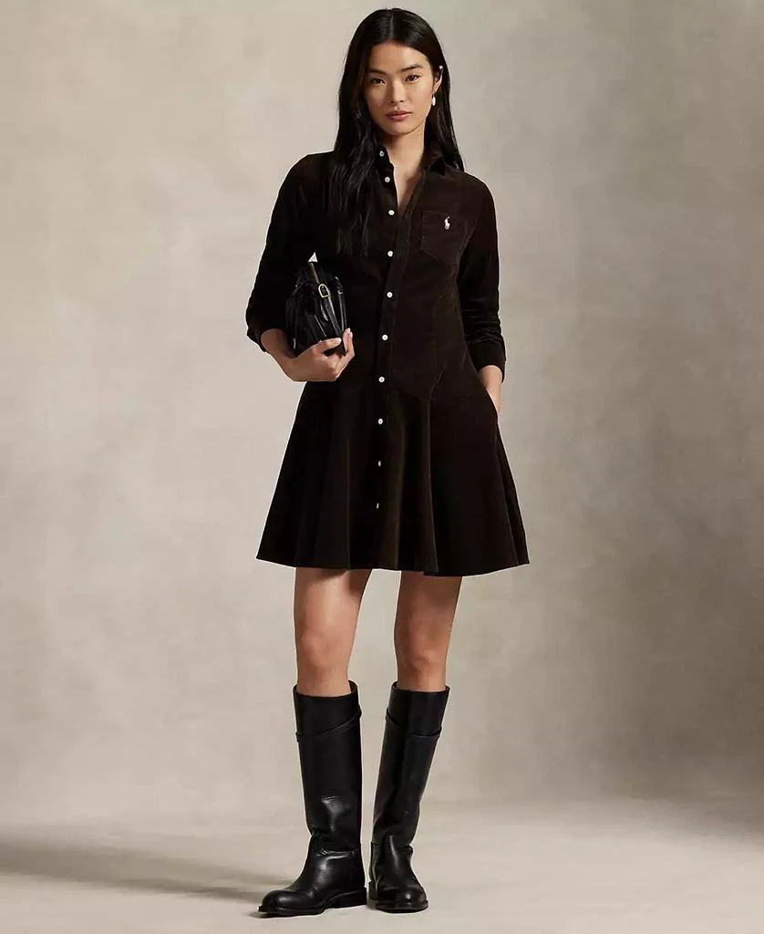 chinese dress ladies Jayscreate Women's 2025 Long Sleeve Corduroy Dress Above Knee A-Line V Neck  Fall Winter Short Work Dress Black at Amazon Women's Clothing store main image 1