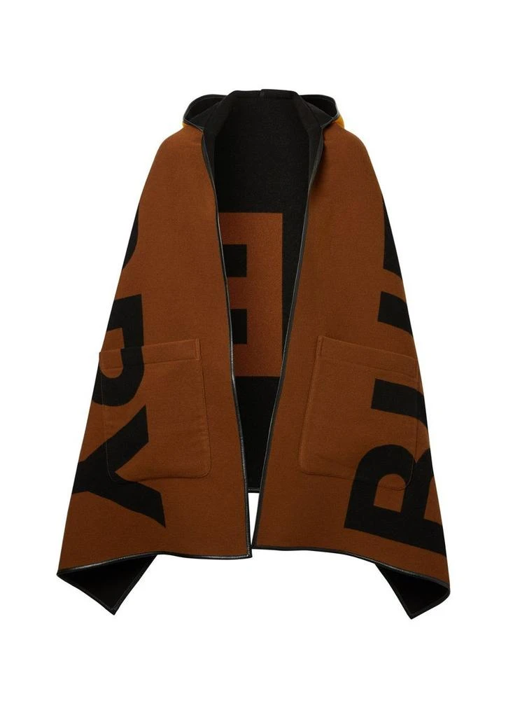 Burberry Logo wool cotton jacquard hooded cape 1