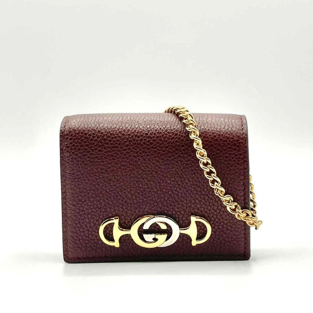 Gucci Zumi Leather gold Chain Bi-Fold Mini Wallet
