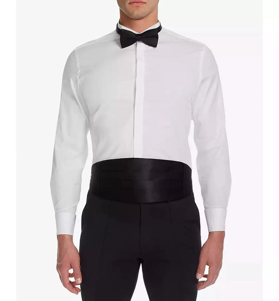 MICHELSONS OF LONDON Men's Stretch Solid Wing Collar French Cuff Tuxedo Shirt, Regular & Slim Fit 4