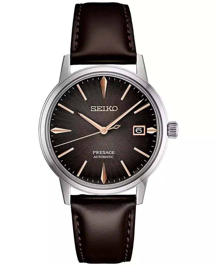 Seiko Men's Automatic Presage Brown Leather Strap Watch 40mm 1