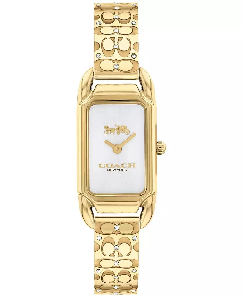 Coach Women's Cadie Signature C Gold-Tone Stainless Steel Bangle Watch, 28.5 x 17.5mm 1