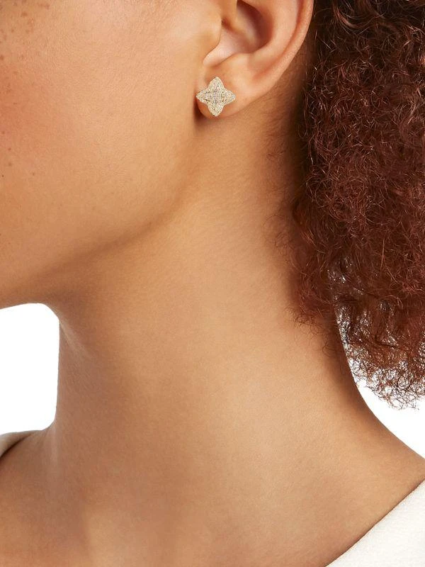 Effy 14K Yellow Gold & 0.37 TCW Diamond Clover Stud Earrings 2
