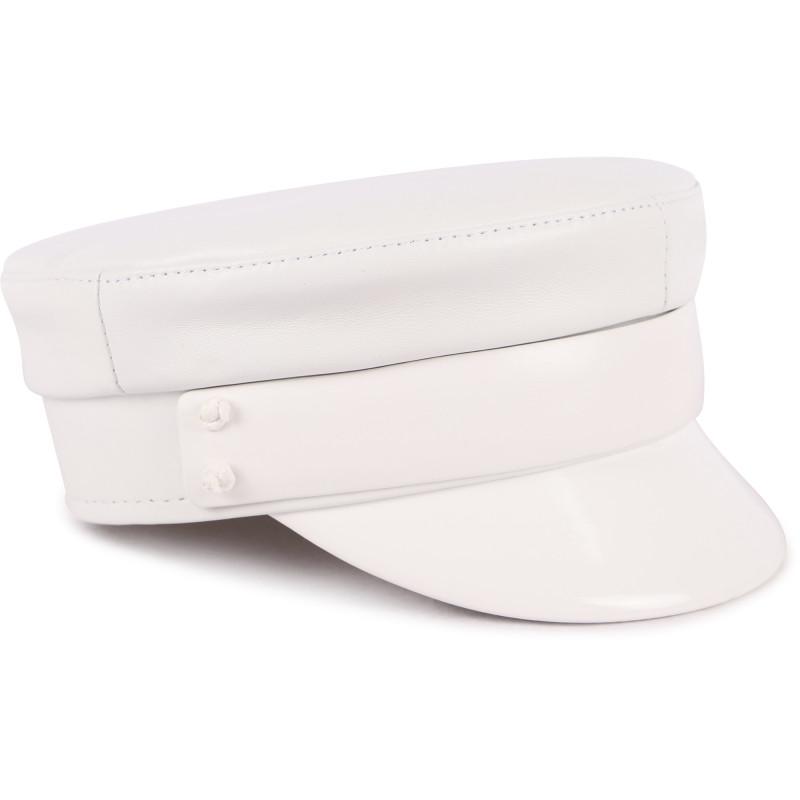RUSLAN BAGINSKIY Leather baker boy cap in white