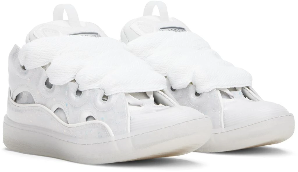Lanvin White Leather Curb Glitter Effect Sneakers 4