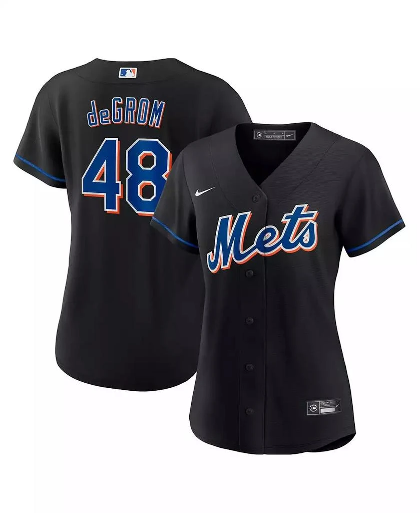 NIKE Women's Jacob deGrom Black New York Mets 2022 Alternate Replica Player Jersey 1