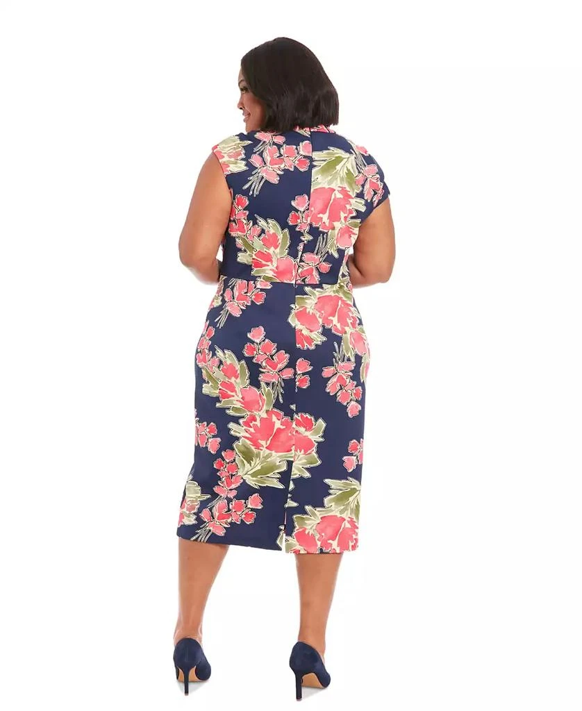sachin and babi light blue dress Final Sale Plus Size Sheer Midi Dress with Ruched Sides in Fuchsia main image 1