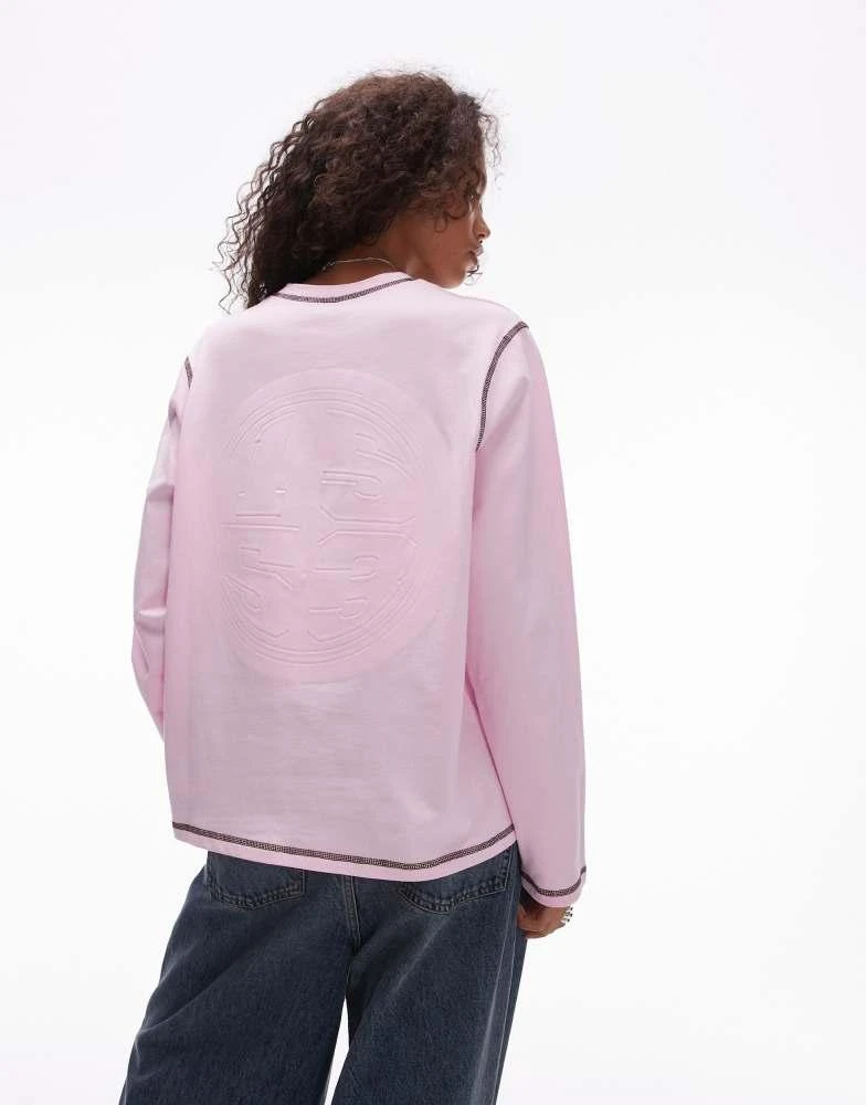 Résumé Resume oversized long sleeve t-shirt in baby pink with contrast stitch 4