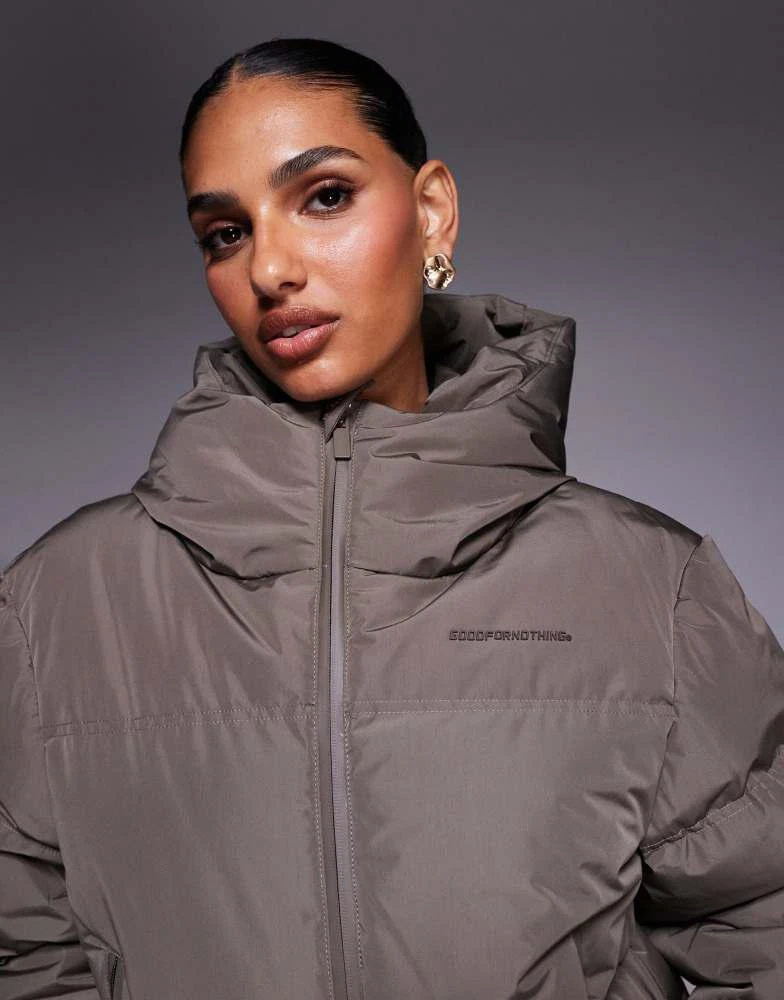 Good For Nothing Good For Nothing Hooded puffer jacket in taupe