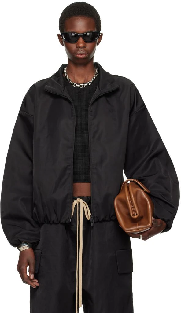 Essentials Black Recycled Nylon Track Jacket 1
