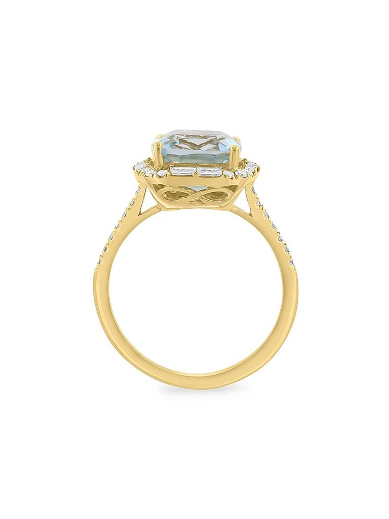 Saks Fifth Avenue Collection 14K Yellow Gold, Blue Topaz 
0.39 TCW Diamond Halo Ring 4