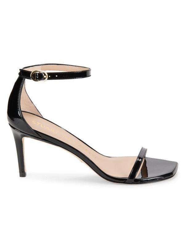 Stuart Weitzman Nudist Curve Patent Leather Ankle Loop Sandals