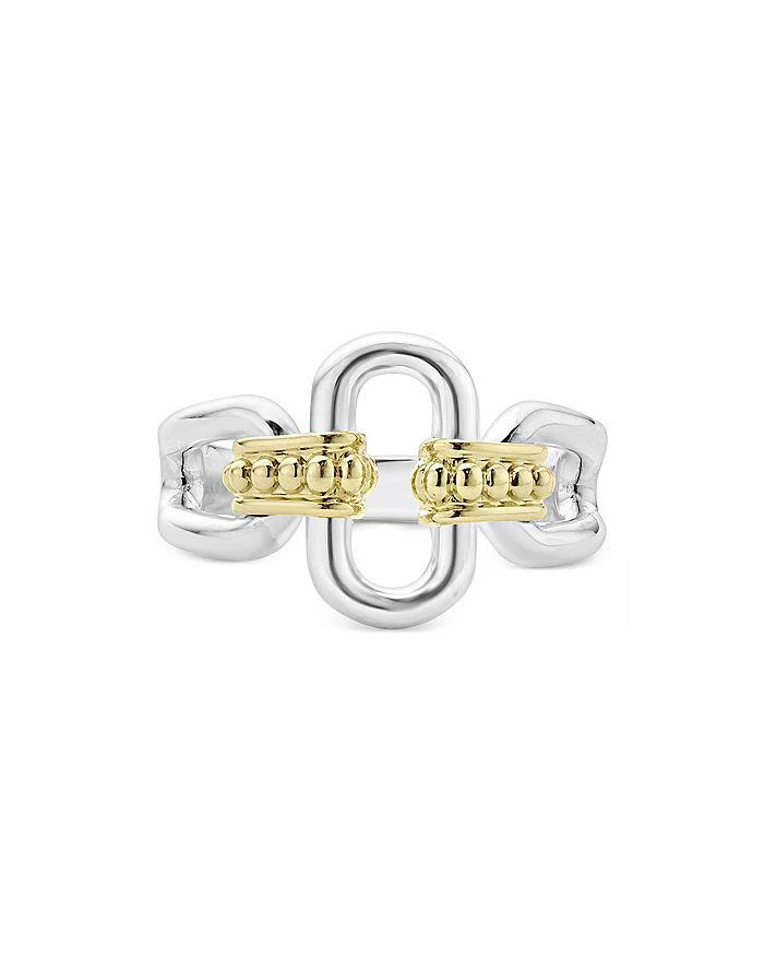 LAGOS 18K Yellow
Sterling Silver Signature Caviar Oval Link Ring