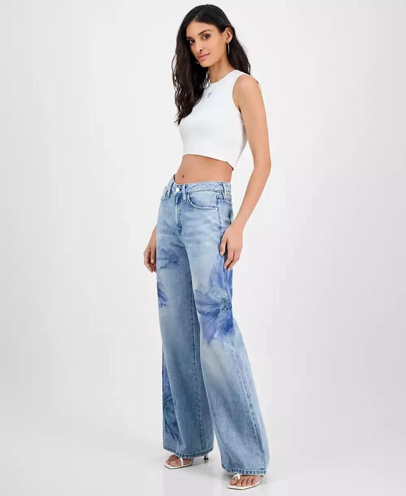 GUESS Women's Bellflower Printed Wide-Leg Jeans 2
