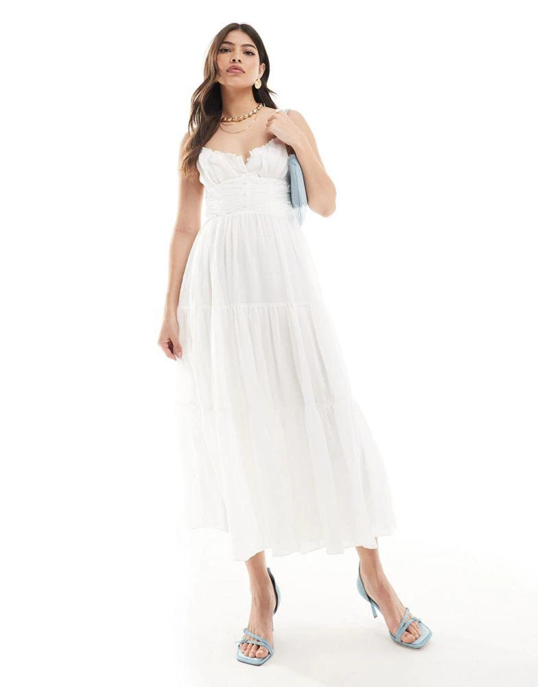 Forever New Ever New milkmaid midi dress in white 1