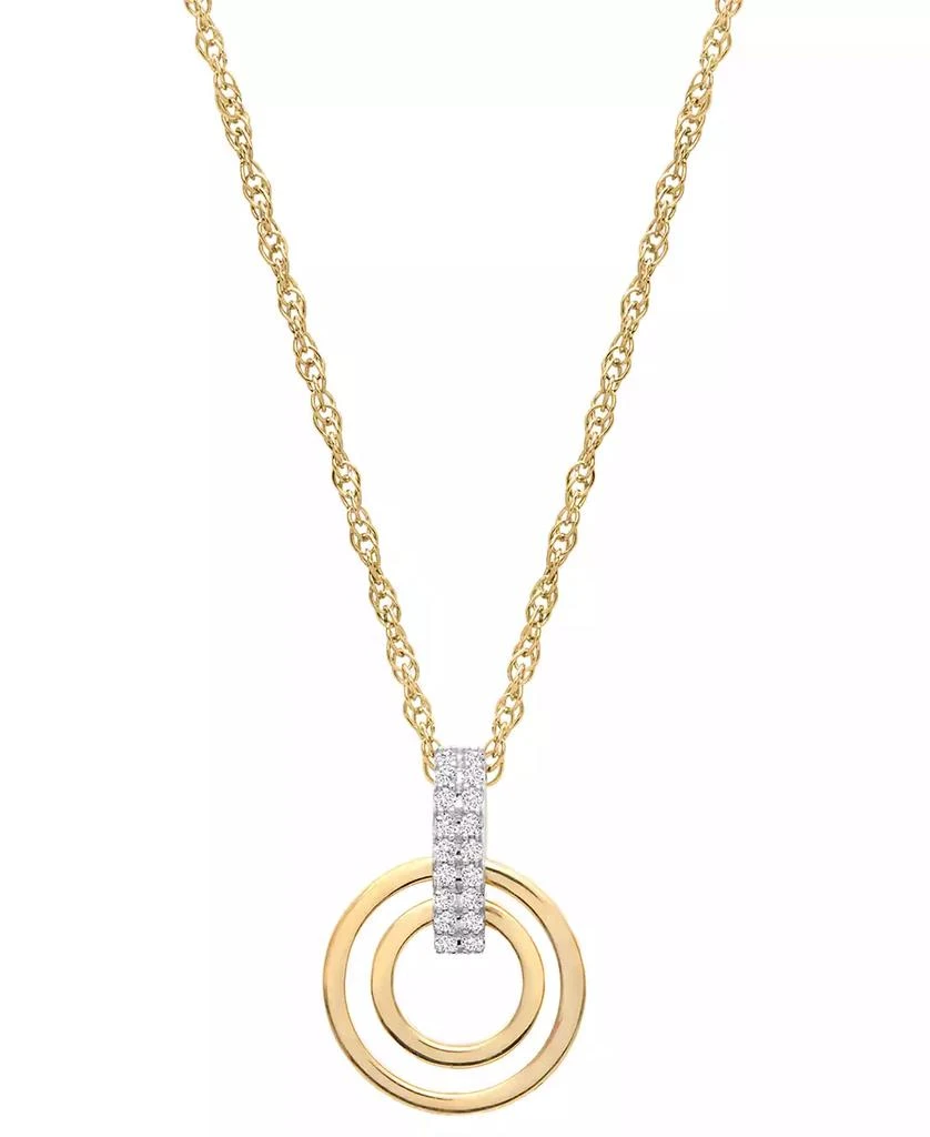 Macy's Diamond Circle Pendant Necklace (1/10 ct. t.w.) in 10k Yellow Gold