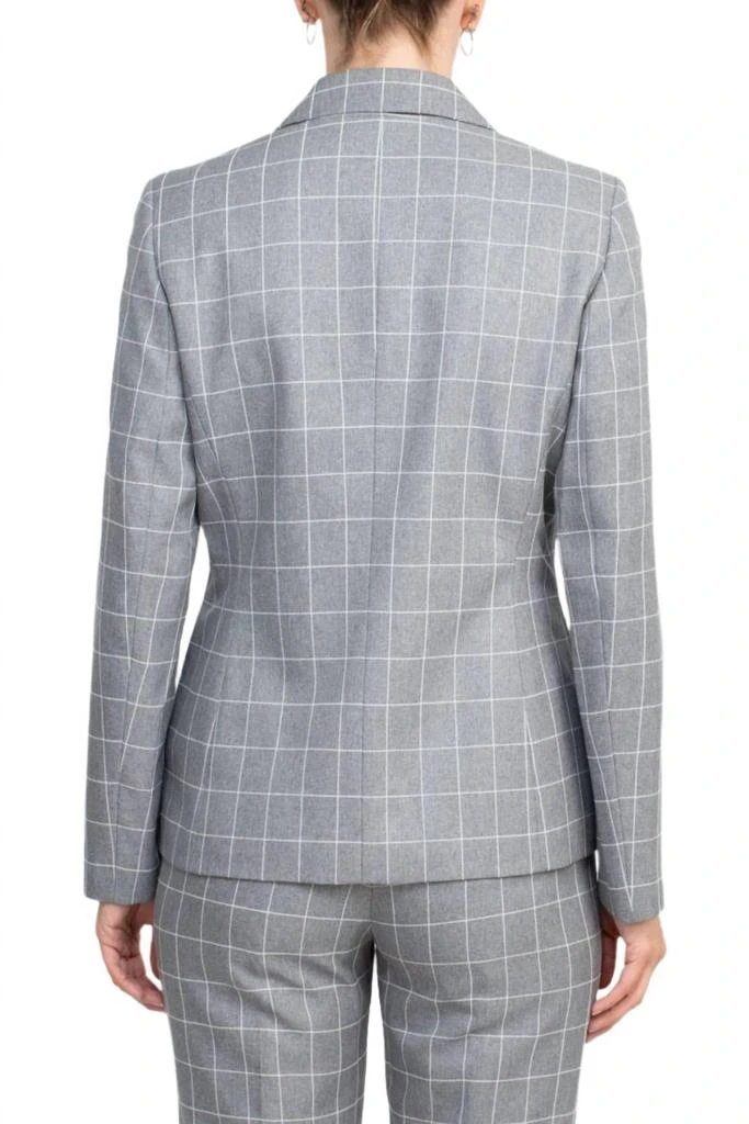 Le Suit Le Suit - Notched Collar Mélange Windowpane Jacket With Crepe Pant Suit Set 4
