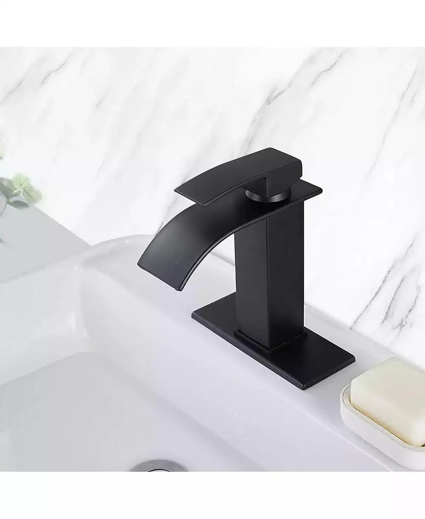Flynama Waterfall Spout Bathroom Faucet,Single Handle Bathroom Vanity Sink Faucet 5