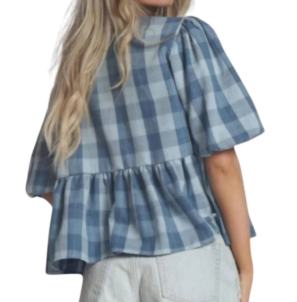 Blue Buttercup Blue Buttercup - Gauze Plaid Bow Blouse 2