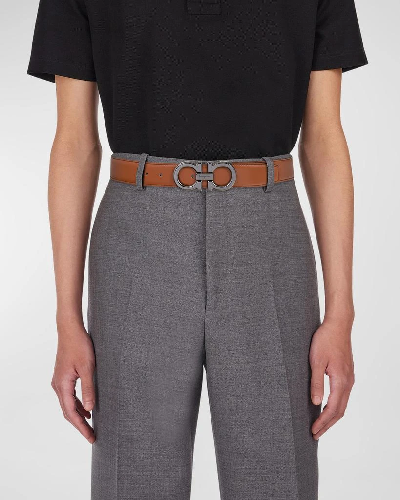 Salvatore Ferragamo Men's Double Adjustable Leather Gancini Belt 4