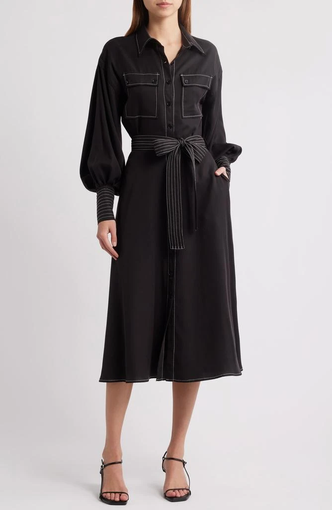 Shop Janie Topstitch Tie Waist Long Sleeve Midi Dress on Sale at  BeyondStyle  Get 79% Off Janie Topstitch Tie Waist Long Sleeve Midi Dress  with Limited-Time Flash Deals, Exclusive Discounts, and