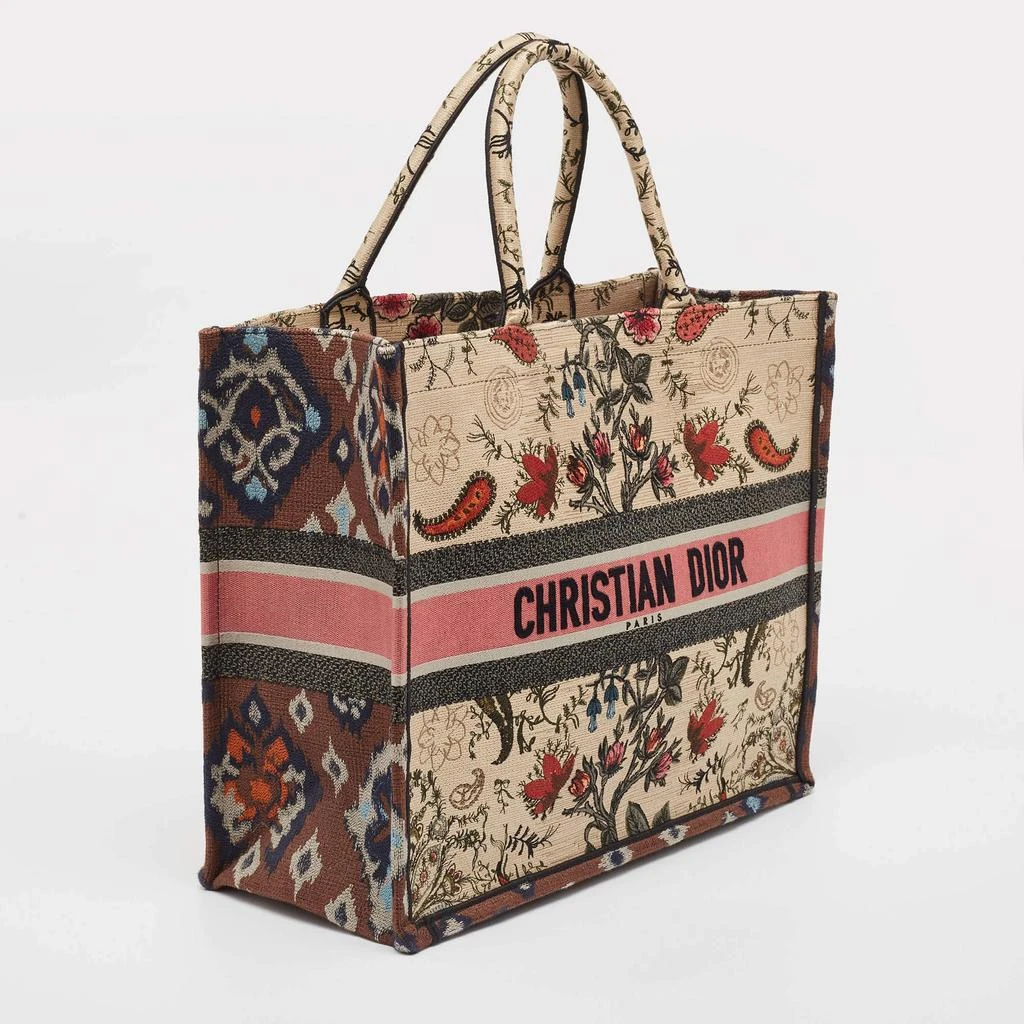 Dior Dior Multicolor Floral Embroidered Canvas Large Book Tote 3