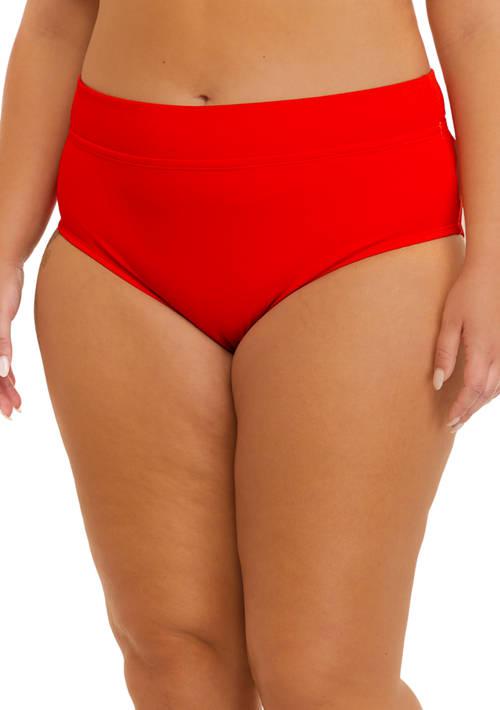 TRUE CRAFT Craft Plus Size Skinny Ribbed High Waist Swim Bottoms