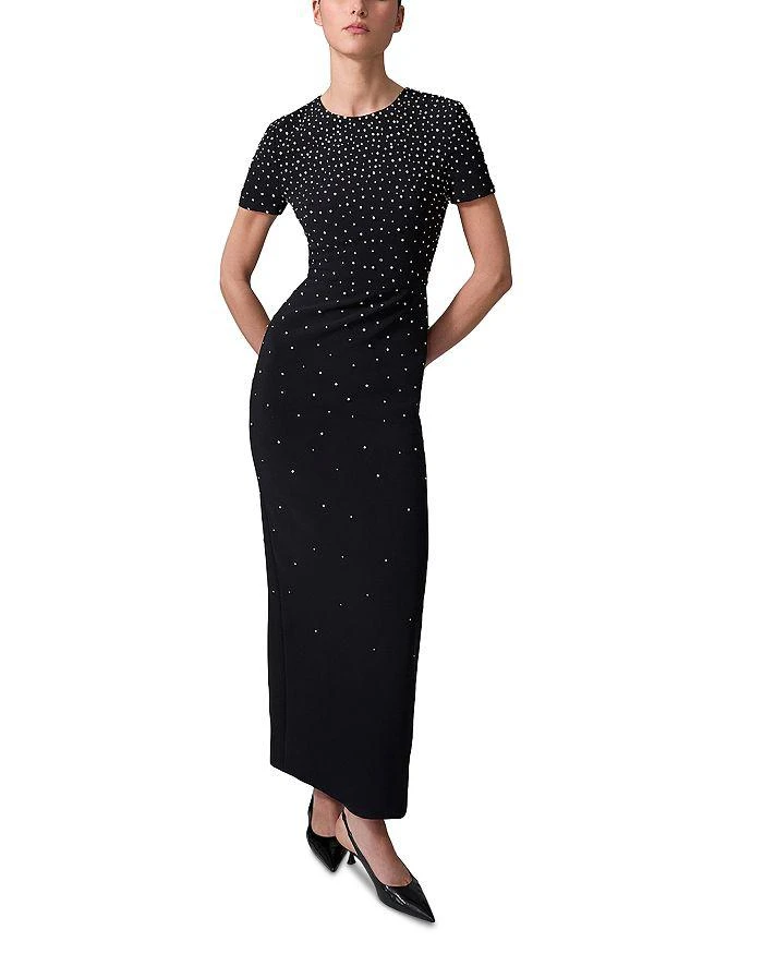 carolina herrera formal dresses Embellished Velvet-trimmed Crepe Gown - Women - Black FITModel measurements Carolina Herrera Embellished Column Gown
