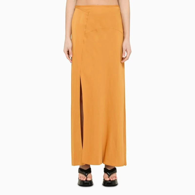 Calvin Klein Calvin Klein Vintage Gold Satin Midi Skirt 1