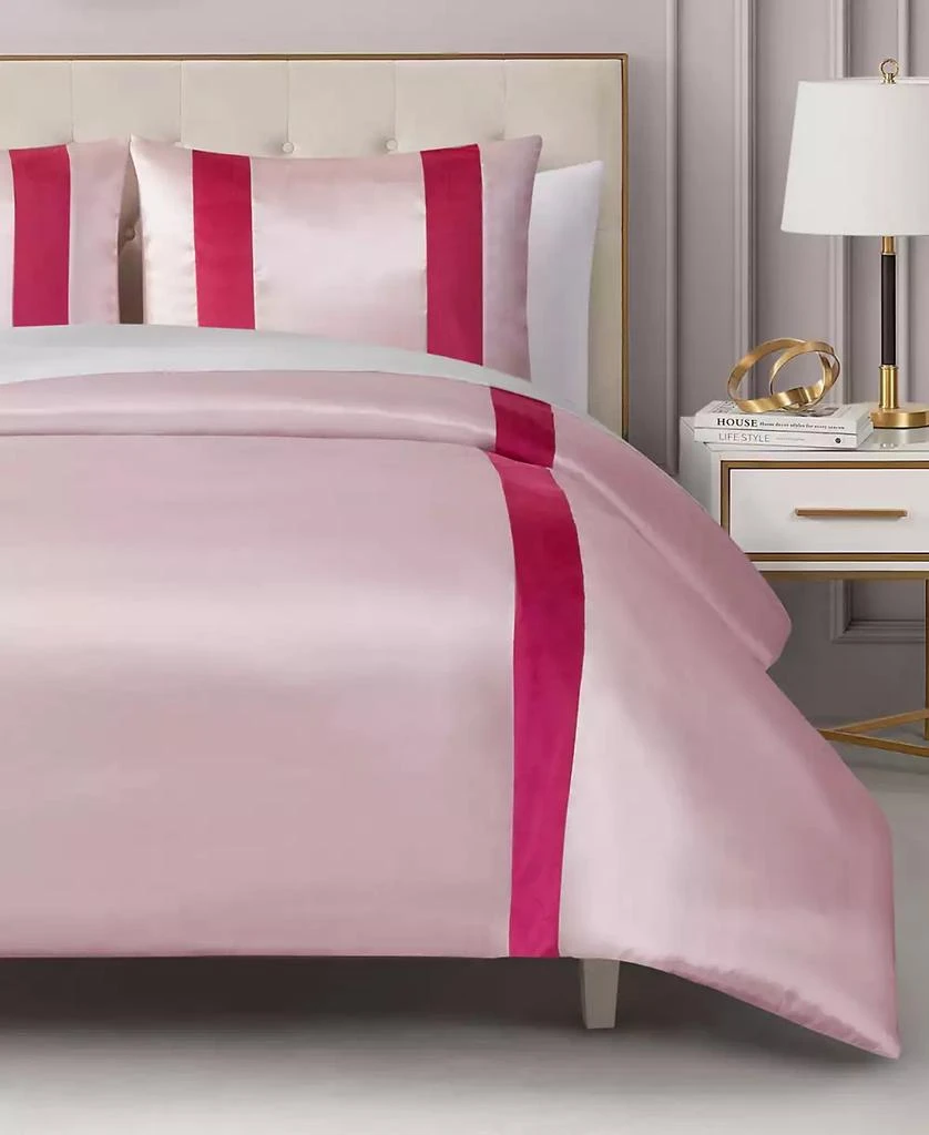 Juicy Couture Velvet Stripe on Satin 3-Pc. Duvet Cover Set 1