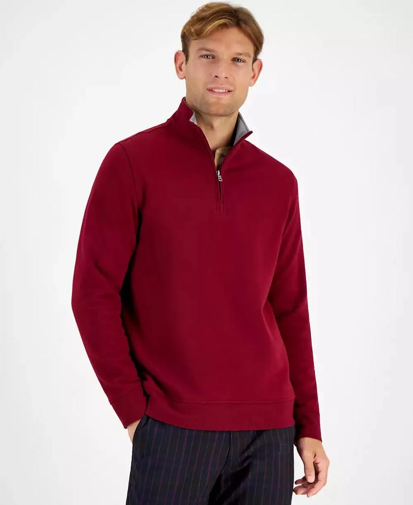 Shop Men's Stretch Quarter-Zip Fleece Sweatshirt, Created for