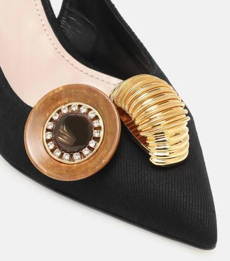Miu Miu Embellished cotton slingback pumps 6