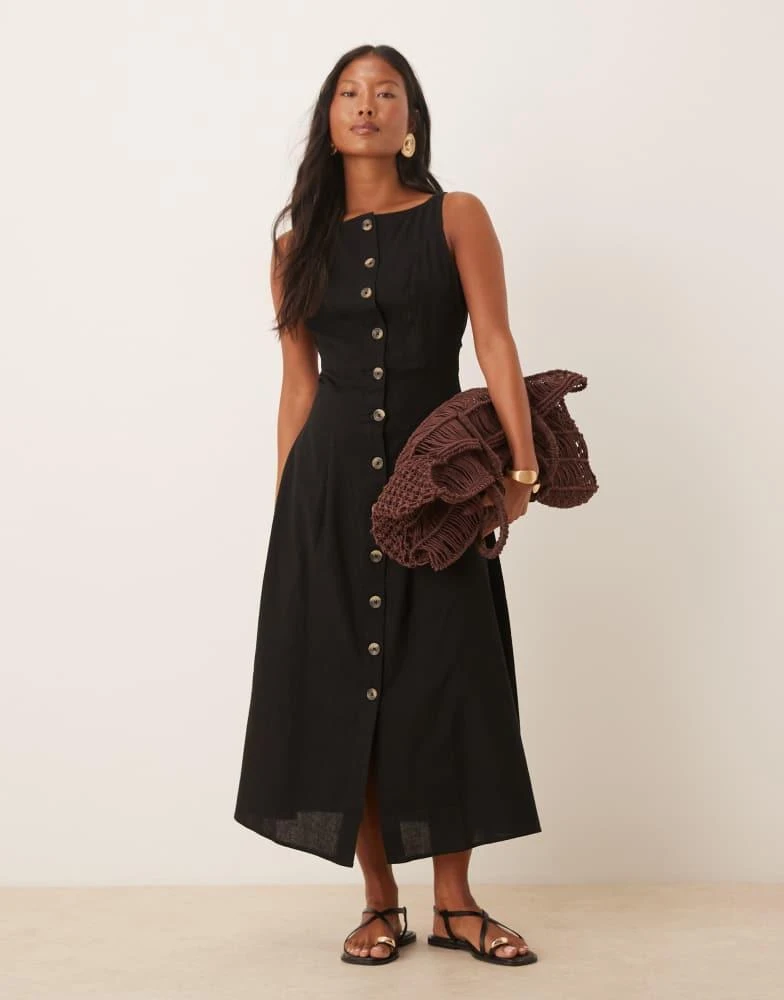 ASOS ASOS DESIGN Petite slash neck button down waistcoat midi