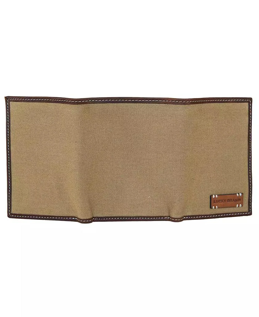 Lucky Brand Men's Canvas with Leather Trim Trifold Wallet 4