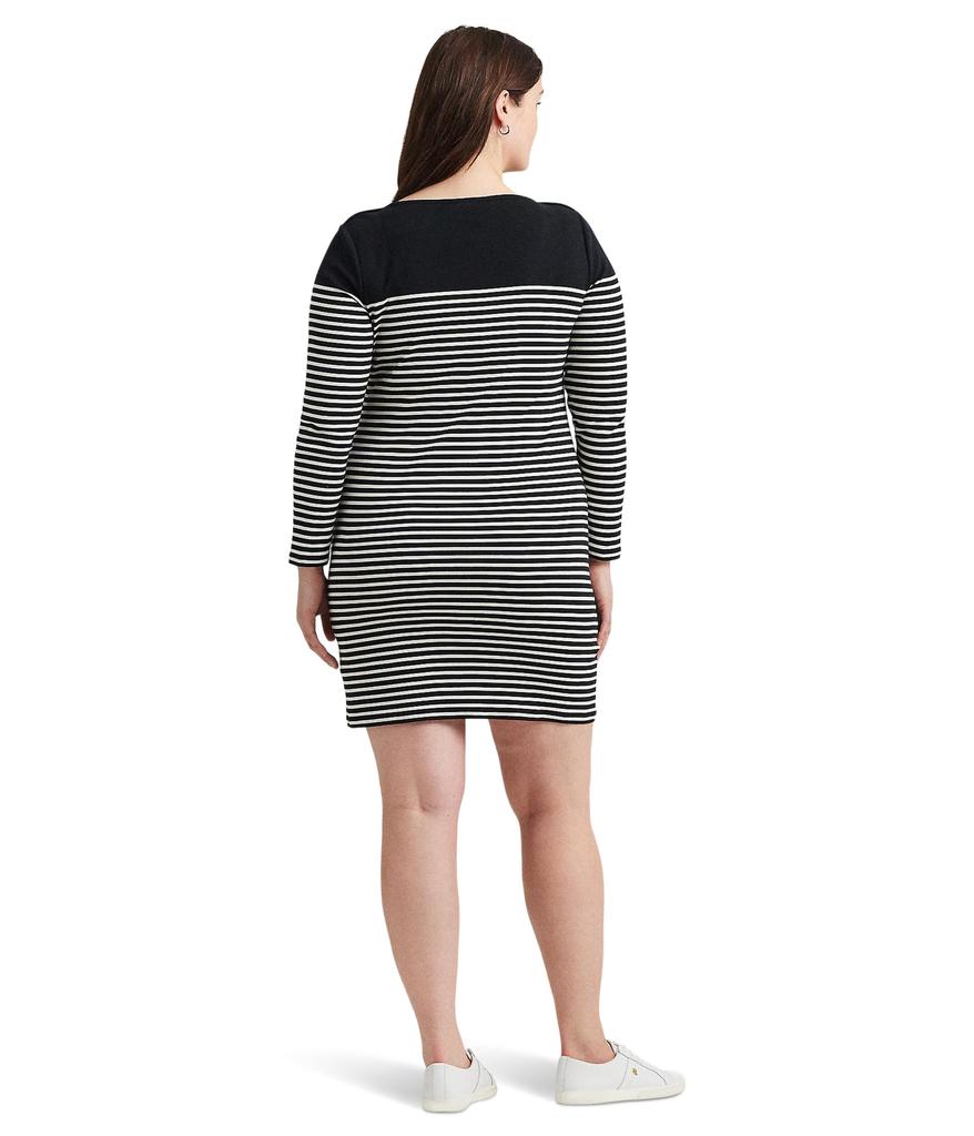 LAUREN Ralph Lauren Plus-Size Striped Cotton Boatneck Dress