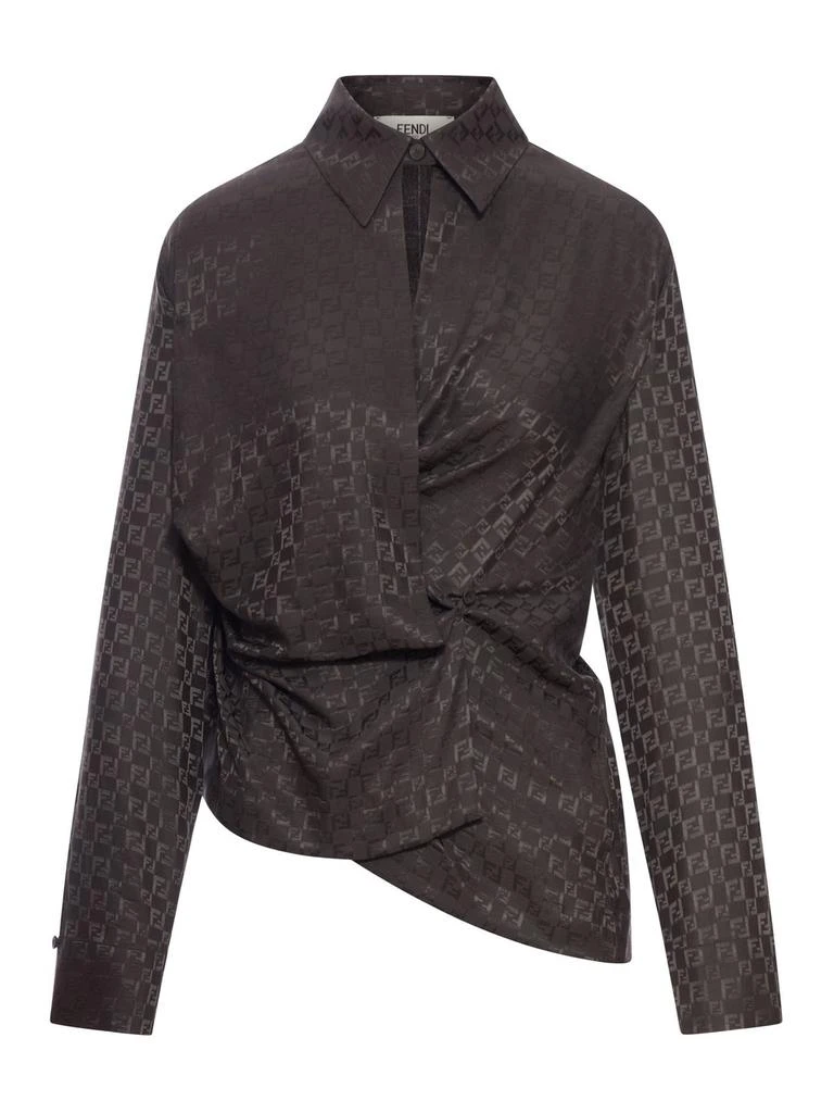 Fendi Fendi FF Jacquard Asymmetric Long-Sleeved Shirt 1