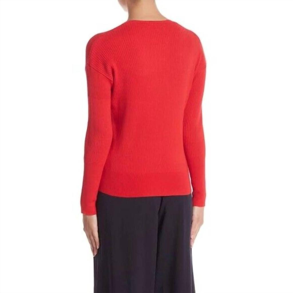 Elodie Elodie - Knit Faux Wrap Ribbed V Neck Surplice Sweater