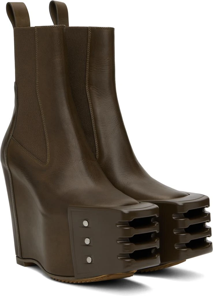 Rick Owens Khaki Porterville Grilled Wedge Beatle Chelsea Boots 4