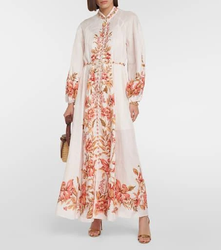 Zimmermann Vacay Billow belted floral linen maxi dress 2