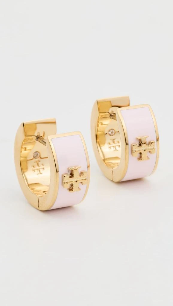 Tory Burch Tory Burch Women
s Kira Huggie Earrings, Tory Gold/Pink Snow, One Size 2