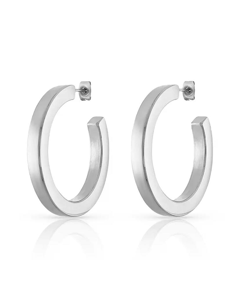 BEN ONI Polished Non-Tarnish Square Edge Hoop Earrings, 1.65"