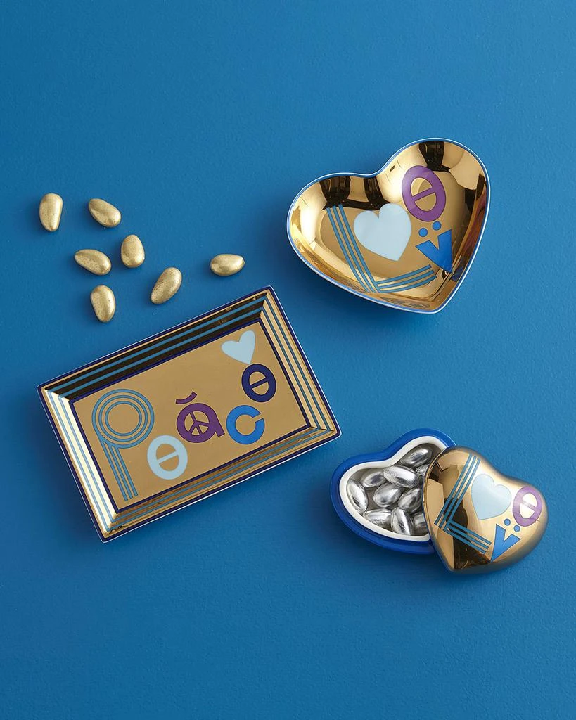 Jonathan Adler Love Trinket Tray, Blue/Gold 3