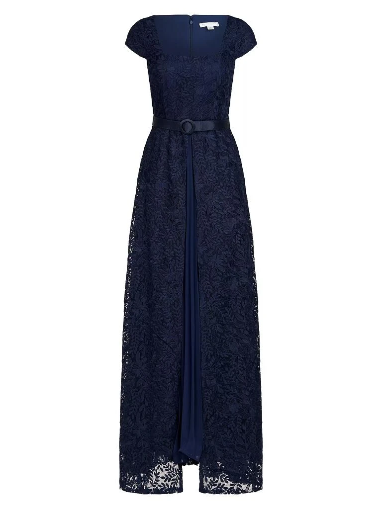 Kay Unger Claudia Lace-Chiffon Pleated Gown 1