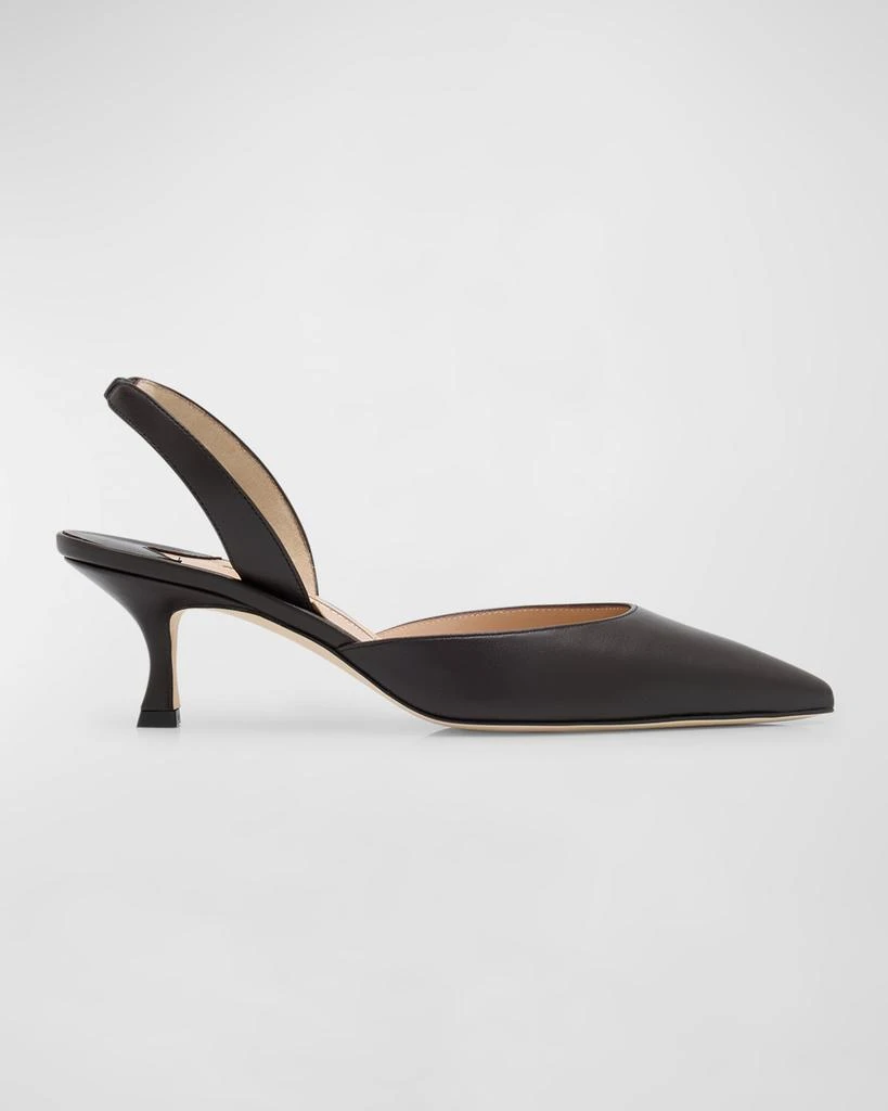 Manolo Blahnik Carolyne Leather Low-Heel Slingback Pump 1
