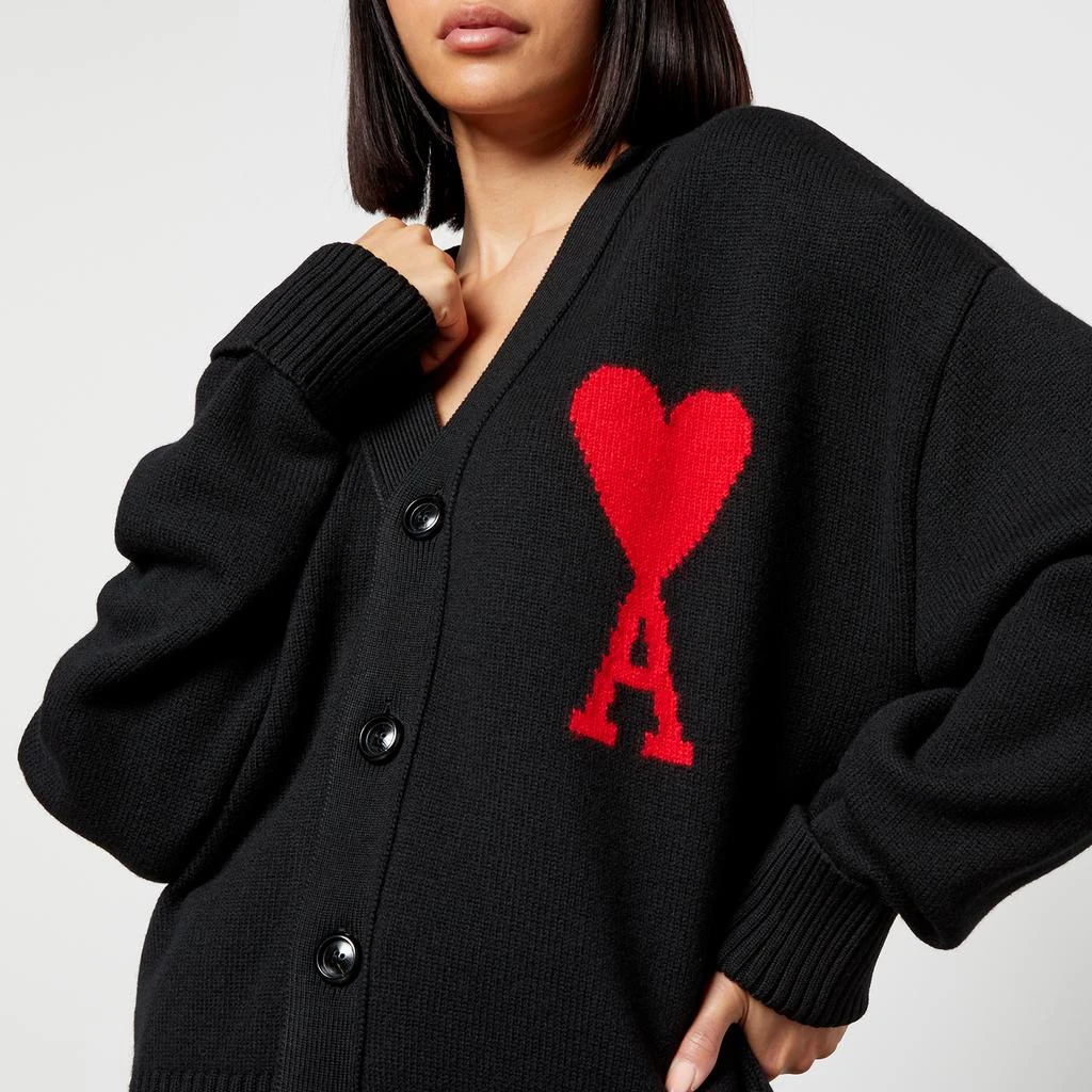 AMI AMI de Coeur Logo-Intarsia Wool Cardigan 4